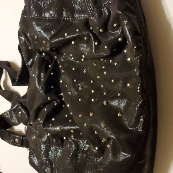 Joan Boyce Handbags - Joan Boyce designed hobo purse, Black shiny fabric,lined,lots of pockets inside